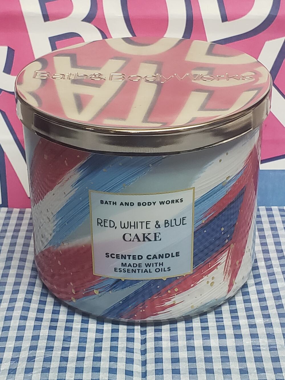 BBW Red White & Blue Cake Large 3 Wick 14.5oz Candle